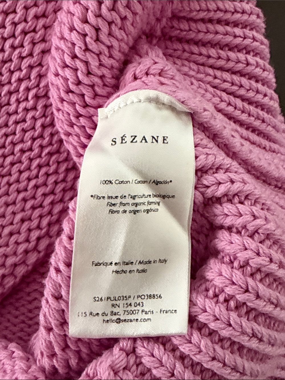 Sezane Virgil Cotton Sweater in Rose Summer - Picture 7 of 7